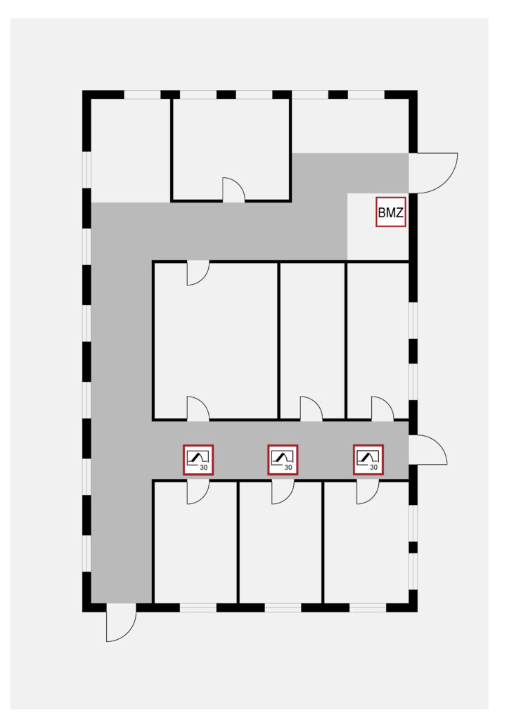 Feuerwehrplan in Grau