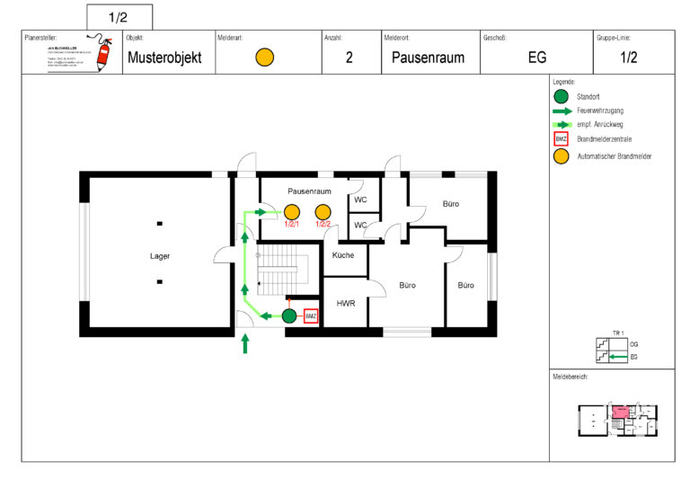 Muster einer Feuerwehrlaufkarte